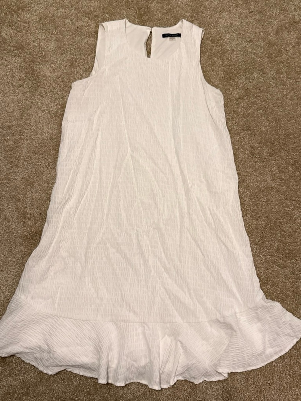 Tommy Hilfiger Sleeveless White Ruffle-Hem Women's Dress